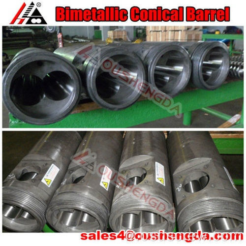 Extrudeuse bimétallique à double vis conique et baril pour tuyau en PVC